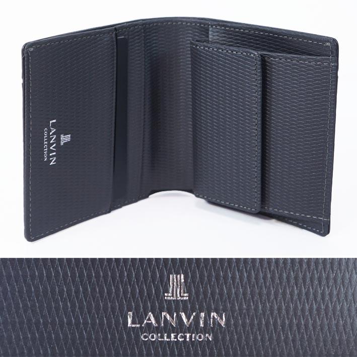 ランバンコレクション LANVIN COLLECTION 牛革 二つ折り財布 メンズ グレー コンパクト ミニ財布 箱なし｜ssc｜02