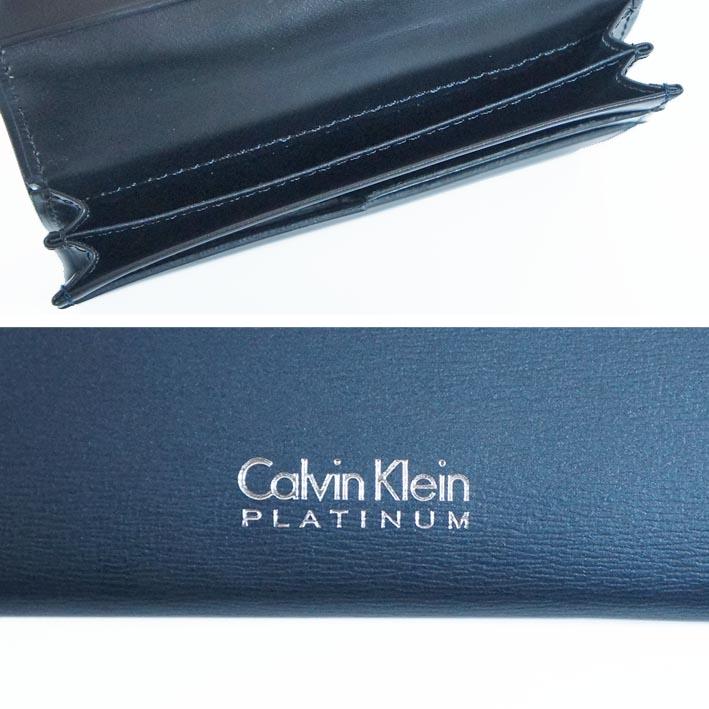 カルバンクラインプラティナム Calvin Klein PLATINUM 牛革 名刺入れ メンズ ネイビー 紺 サンプル品 カードケース 就活 箱なし｜ssc｜03