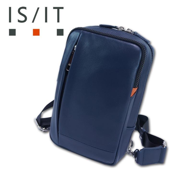 イズイット IS/IT 牛革 レザー ボディバッグ シュルビ ダークブルー 定価23,100円 ワンショルダーバッグ 本革 撥水 軽量 コンパクト | IS/IT