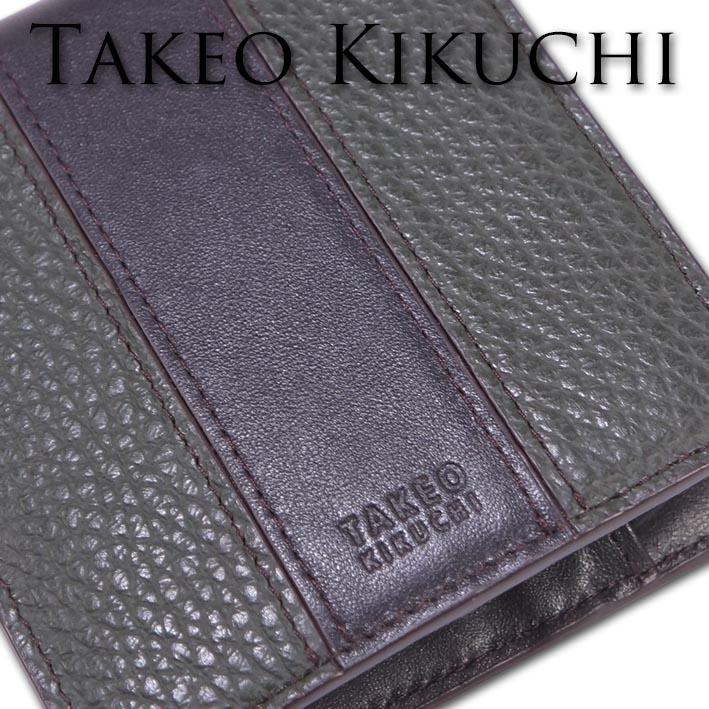TAKEO KIKUCHI（タケオキクチ） 牛革 ラインブロッキング 二つ折り財布