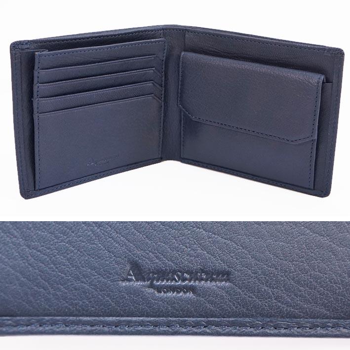 Aquascutum（アクアスキュータム） 鹿革 二つ折り財布 大容量 ブラッド