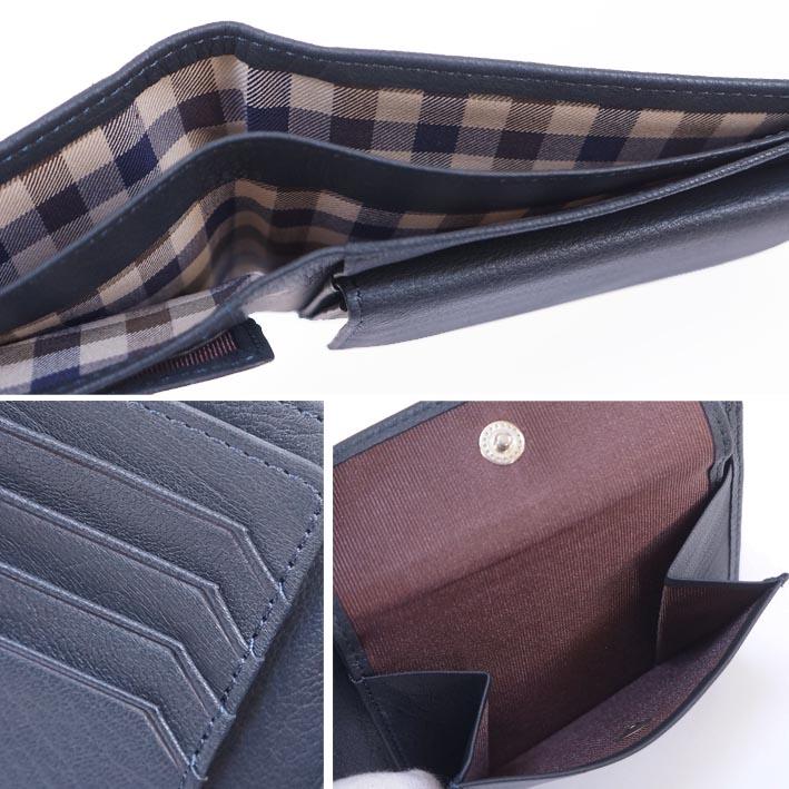 Aquascutum（アクアスキュータム） 鹿革 二つ折り財布 大容量 ブラッド