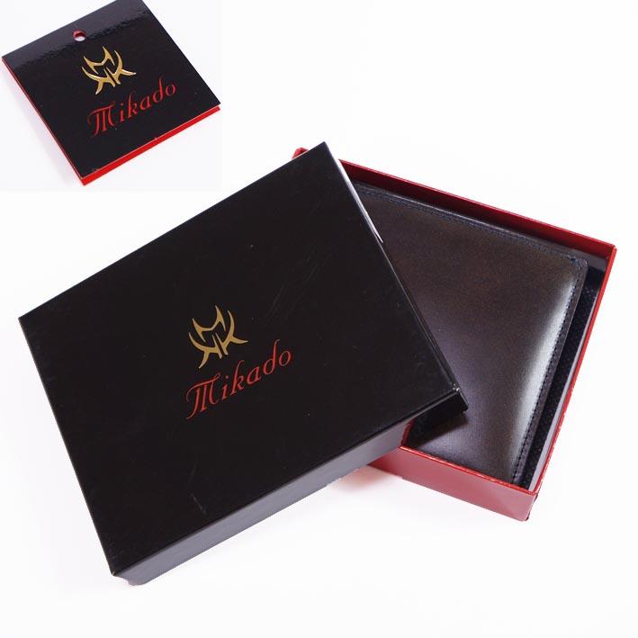 Mikado ミカド 水染め コードバン 二つ折り財布 ブラウン系 メンズ 馬  