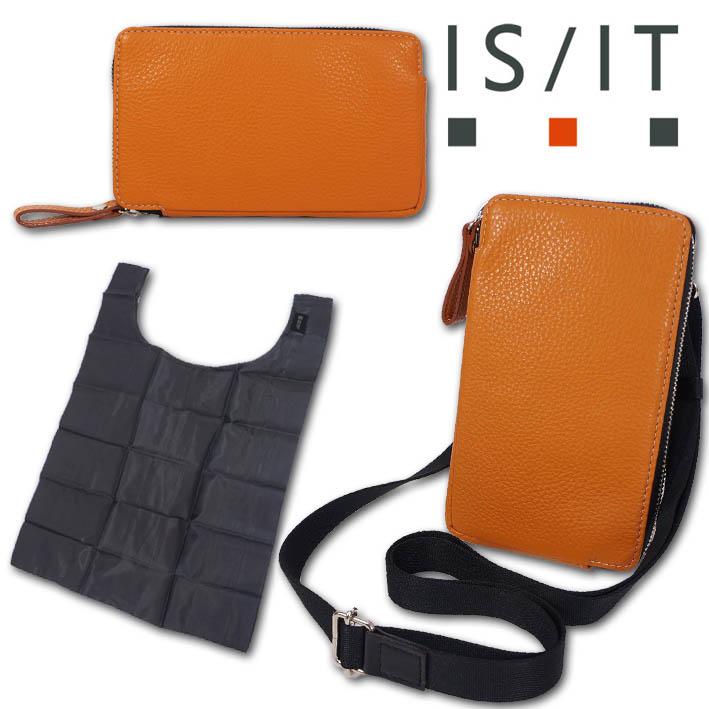 イズイット IS/IT 牛革 ミニショルダーバッグ ストア オレンジ 定価14,300円 メンズ レディース エコバッグ コンパクト サコッシュ 無料ラッピング可能 | IS/IT