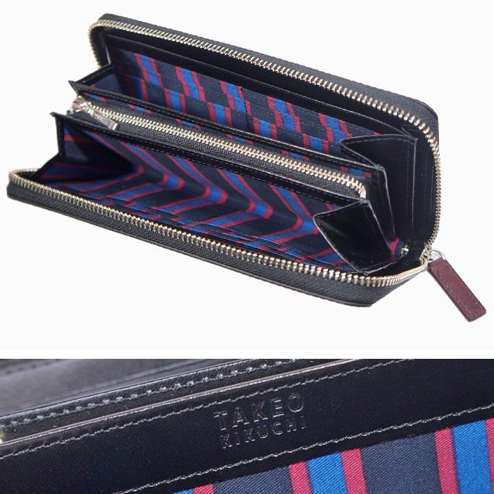 TAKEO KIKUCHI（タケオキクチ） 牛革 ラウンドファスナー 長財布