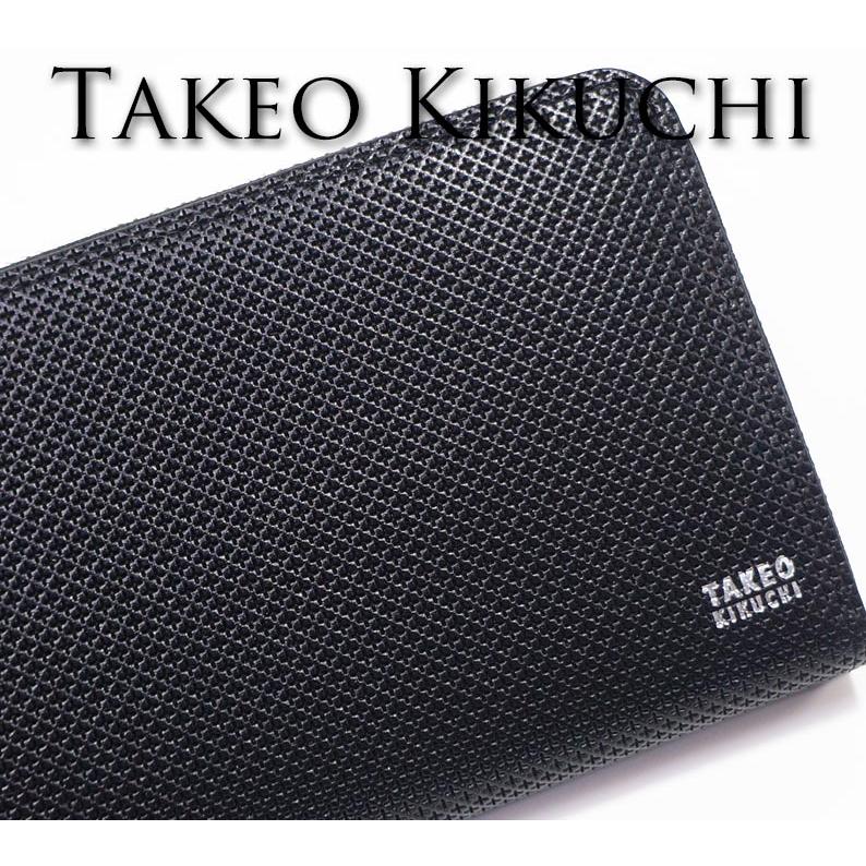 タケオキクチ 定価2万3100円 黒 ラウンドファスナー長財布 レザー 牛革 TAKEO KIKUCHI タケオキクチ 牛革 ラウンドファスナー 長財布 バース