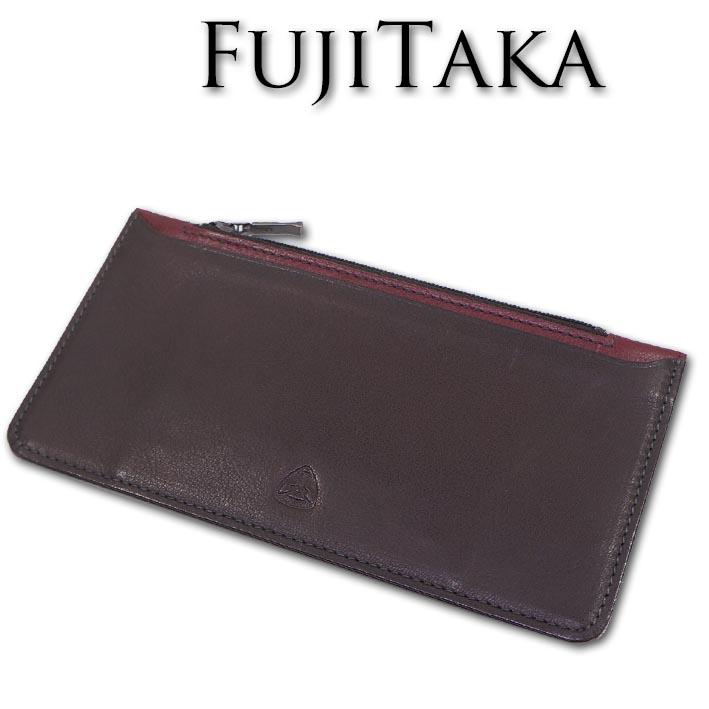 展示品 フジタカ FUJITAKA レザー 薄型 長財布 メンズ ブラウン系（グレー系） 日本製 牛革 箱なし | FUJITAKA