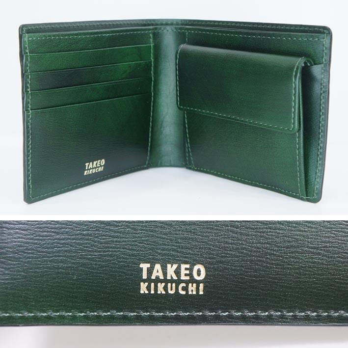 TAKEO KIKUCHI（タケオキクチ） 箱なし 牛革 二つ折り財布 ルーナ