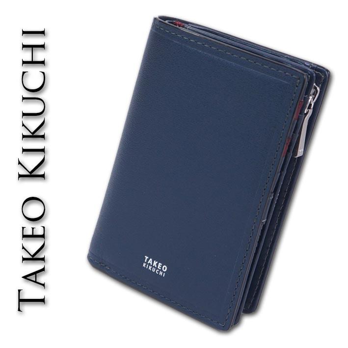 ののの出品です！！タケオキクチ 二つ折り財布 ネイビー 新品未使用品 箱付 TAKEO KIKUCHI（タケオキクチ） 箱なし 牛革 二つ折り財布 ミドル