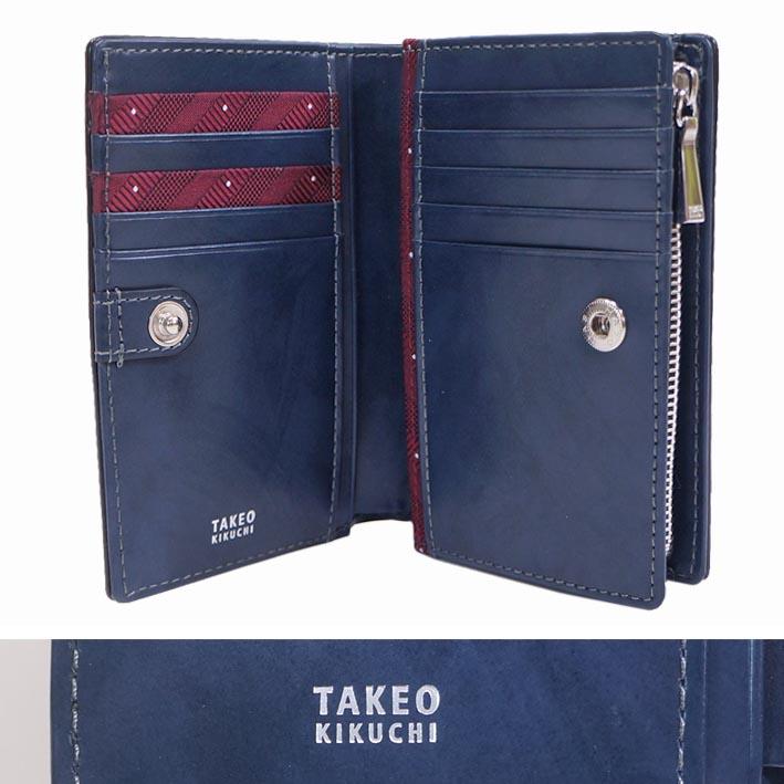 TAKEO KIKUCHI（タケオキクチ） 箱なし 牛革 二つ折り財布 ミドル