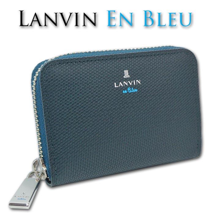 サンプル品 ランバンオンブルー LANVIN en Bleu 牛革 ラウンドファスナー コインケース 小銭入れ メンズ ダークグリーン系 レザー スリム | LANVIN en Bleu