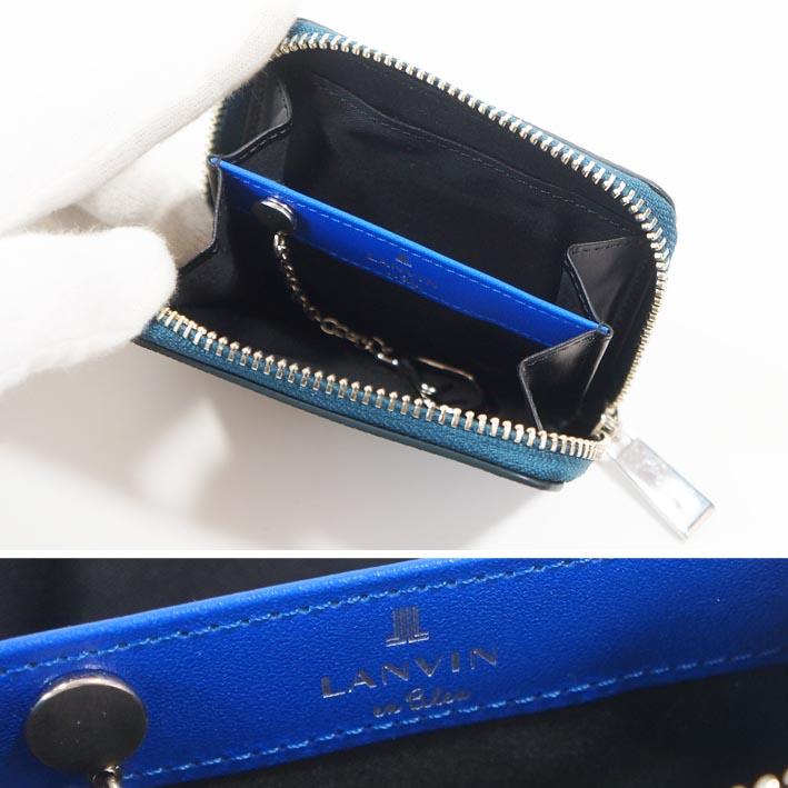 サンプル品 ランバンオンブルー LANVIN en Bleu 牛革 ラウンドファスナー コインケース 小銭入れ メンズ ダークグリーン系 レザー スリム | LANVIN en Bleu | 01