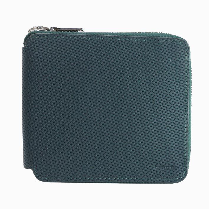 箱なし コムサメン COMME CA MEN 牛革 ラウンドファスナー 二つ折り財布 ロンバス グリーン 緑 メンズ エンボスレザー 定価12,100円 薄型 スリム スマート | COMME CA MEN | 04