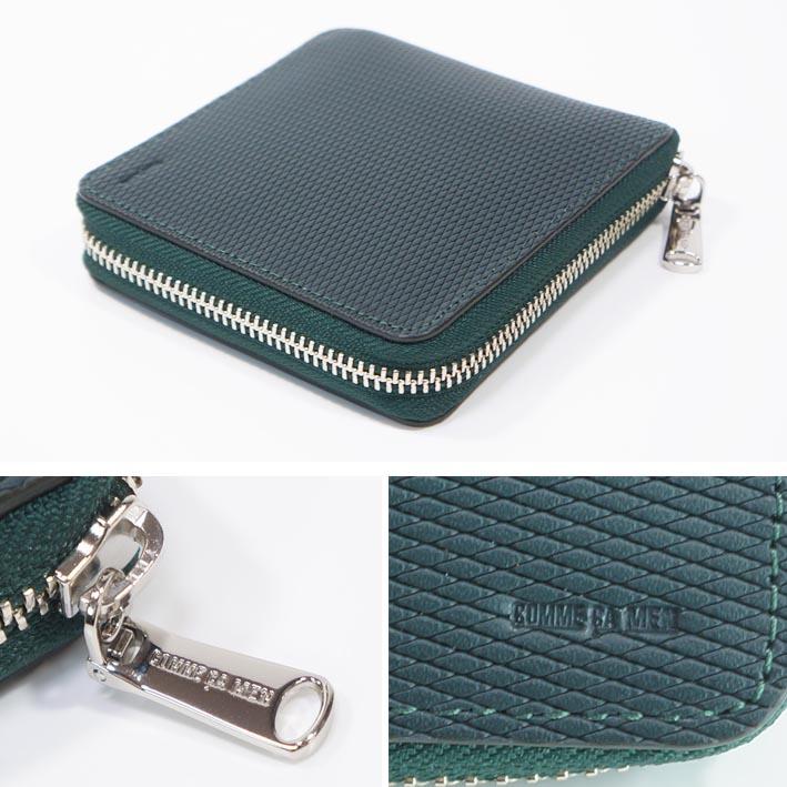 箱なし コムサメン COMME CA MEN 牛革 ラウンドファスナー 二つ折り財布 ロンバス グリーン 緑 メンズ エンボスレザー 定価12,100円 薄型 スリム スマート | COMME CA MEN | 06