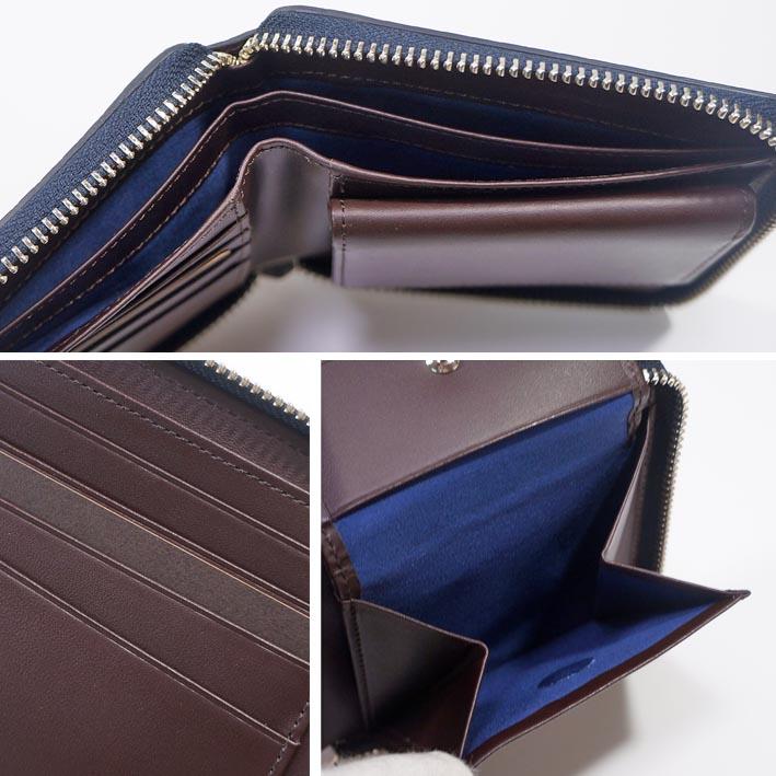 箱なし コムサメン COMME CA MEN 牛革 ラウンドファスナー 二つ折り財布 ロンバス ネイビー 紺 メンズ エンボスレザー 定価12,100円 薄型 スリム スマート | COMME CA MEN | 02