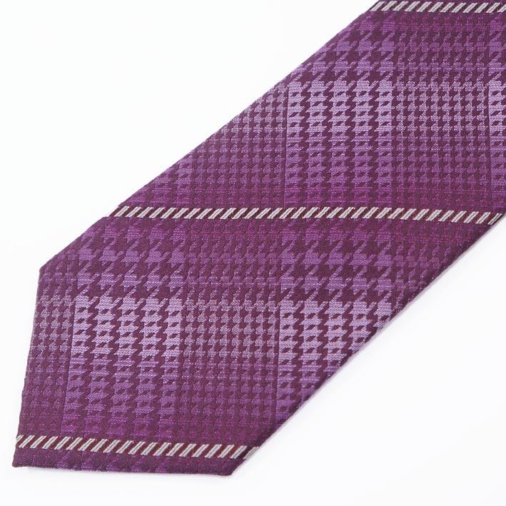 レノマパリス renoma PARIS シルク 千鳥格子＆ストライプ柄 ネクタイ パープル系 紫 メンズ 日本製 リクルートスーツ プレゼント ギフト 無料ラッピング可能 | renoma PARIS | 02