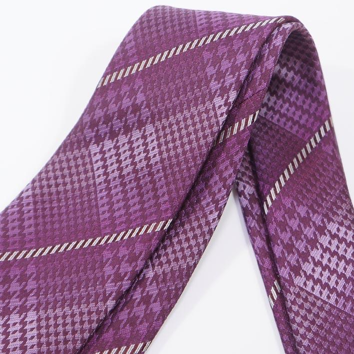 レノマパリス renoma PARIS シルク 千鳥格子＆ストライプ柄 ネクタイ パープル系 紫 メンズ 日本製 リクルートスーツ プレゼント ギフト 無料ラッピング可能 | renoma PARIS | 05