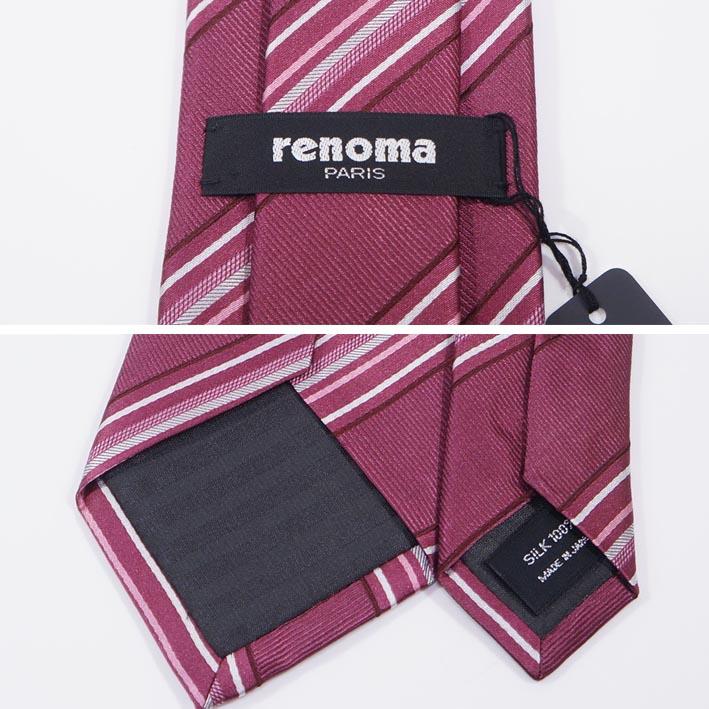 レノマパリス renoma PARIS シルク ストライプ柄 ネクタイ ボルドー系 赤 メンズ 日本製 リクルートスーツ ギフト プレゼント 無料ラッピング可能 | renoma PARIS | 01