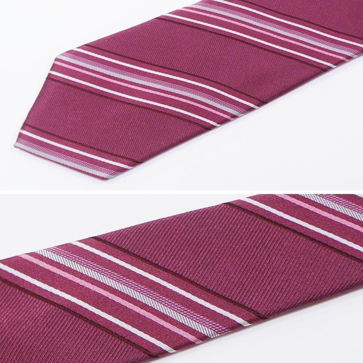 レノマパリス renoma PARIS シルク ストライプ柄 ネクタイ ボルドー系 赤 メンズ 日本製 リクルートスーツ ギフト プレゼント 無料ラッピング可能 | renoma PARIS | 02