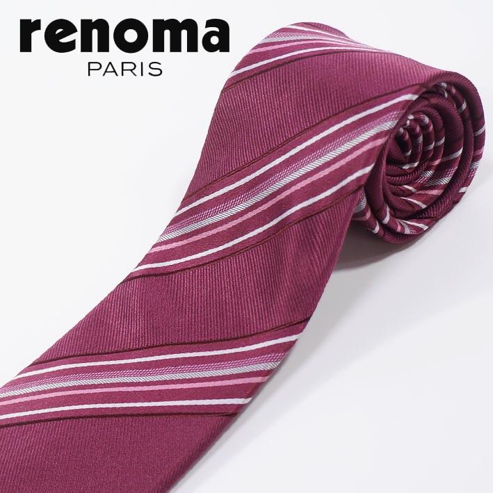 レノマパリス renoma PARIS シルク ストライプ柄 ネクタイ ボルドー系 赤 メンズ 日本製 リクルートスーツ ギフト プレゼント 無料ラッピング可能 | renoma PARIS | 03