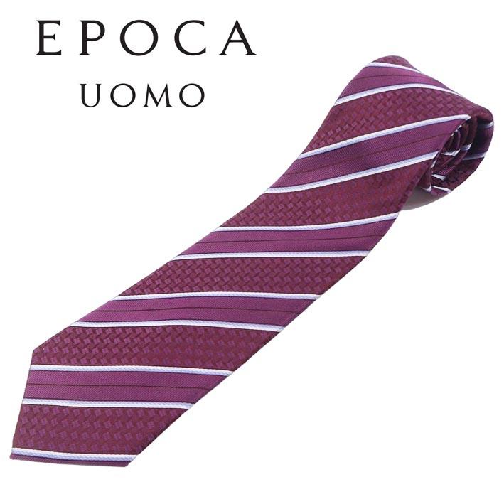 エポカウォモ EPOCA UOMO シルク レジメンタル ネクタイ バーガンディ系 メンズ 日本製 リクルートスタイル 絹 プレゼント ギフト 無料ラッピング可能 | EPOCA UOMO