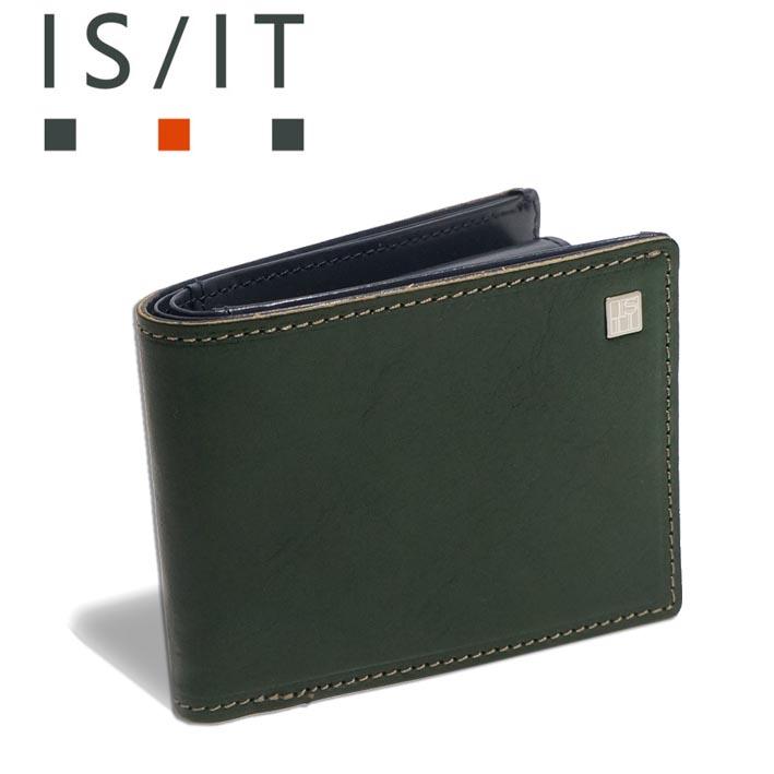 イズイット 二つ折り財布 ルチード 958604 IS/IT グリーン 緑 メンズ イタリアンレザー 牛革 ISIT プレゼント ギフト 無料ラッピング可能 新品 未使用 | IS/IT