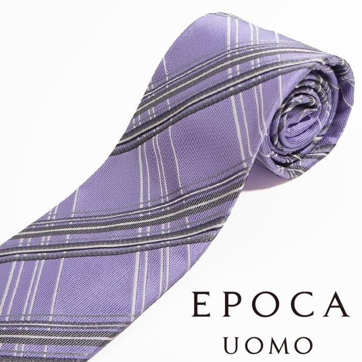 エポカウォモ EPOCA UOMO シルク チェック柄 ネクタイ パープル系 紫 メンズ 日本製 プレゼント ギフト エポカ・ウォモ フォーマル 格子柄 無料ラッピング可能 | EPOCA UOMO | 03
