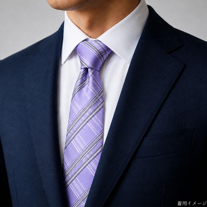 エポカウォモ EPOCA UOMO シルク チェック柄 ネクタイ パープル系 紫 メンズ 日本製 プレゼント ギフト エポカ・ウォモ フォーマル 格子柄 無料ラッピング可能 | EPOCA UOMO | 04
