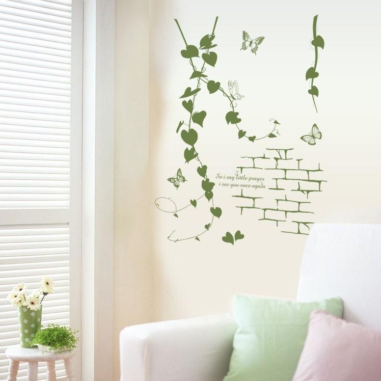 ウォールステッカー シール 壁紙 おしゃれ 賃貸ok Diy 新作入荷 アイビー 植物 緑の葉 グリーン ポトフ 自然 カフェ風