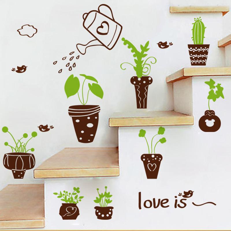 21超人気 ウォールステッカー 植木鉢 花 植物 緑 グリーン プランター 鳥 かわいい Love リメイクシート シール 壁紙 おしゃれ 賃貸 Diy 剥がせる 人気 模様替 カフェ Supplystudies Com