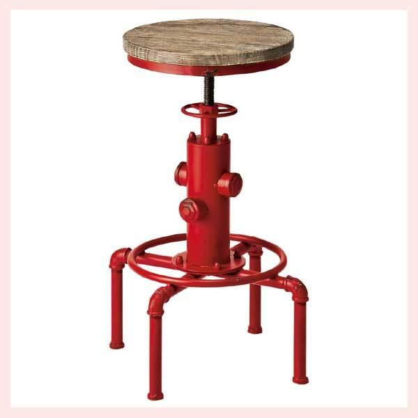 INDUSTRIAL（インダストリアル）バーチェア／レッド　※配水管フレームバーチェア　KNC-A812-RD
