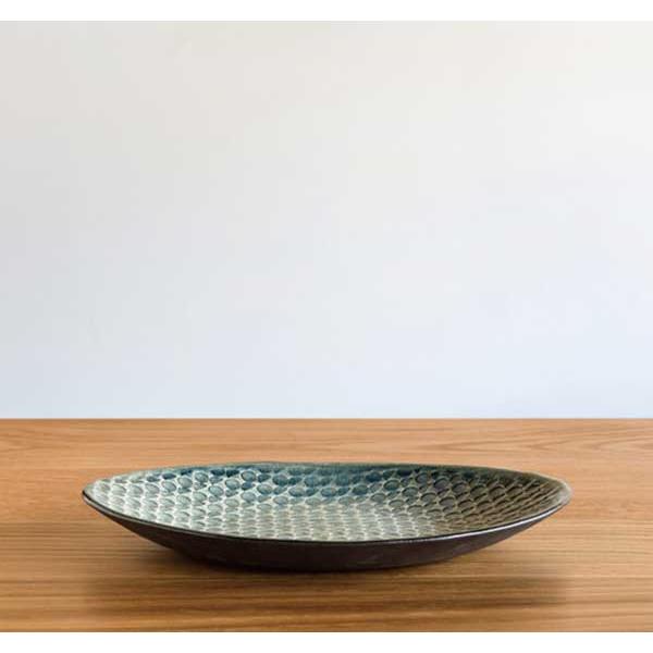 信楽焼　日展作家　34cm大皿 陶器34cm 信楽焼 日展作家 34cm大皿 陶器34cm 信楽焼 日展作家 34cm大皿