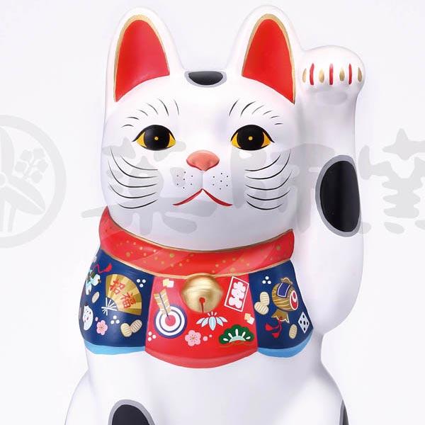 陶器製置物 福づくし 招き猫（左手）特大／2種類 : セレクトショップ