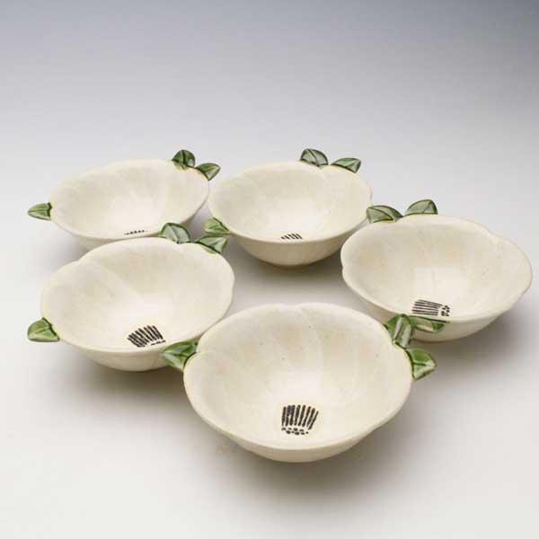 【赤津焼】織部　小鉢　５個セット 赤津焼 麦仙作 織部煎茶器セット [東山堂煎茶器店 オンライン
