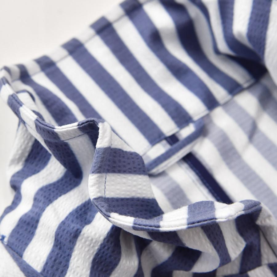 サマージャケット メンズ イタリアンカラー ストライプ柄 夏 春 秋 薄手 タイト スタンドカラー シアサッカー ストレッチ ベージュ ブルー ネイビー 青 M L XL | EVOLUTION | 12