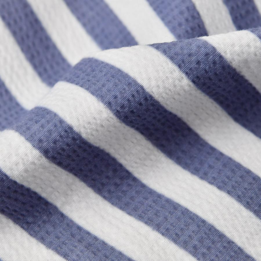 スラックス メンズ テーパードパンツ タックパンツ 春夏秋冬 アンクルパンツ クロップドパンツ ストライプ シアサッカー 青 ベージュ ブルー M L XL LL 2L | EVOLUTION | 11