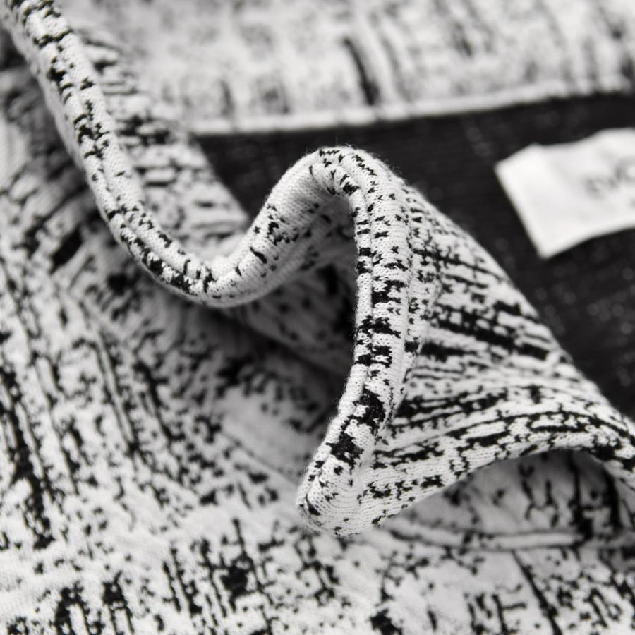 ポロシャツ メンズ イタリアンカラー 7分袖 春夏秋 スキッパー モード BITTER ビター 総柄 シンプル ホワイト ネイビー ブラック 白 紺 黒 ジャガード M L XL | EVOLUTION | 15