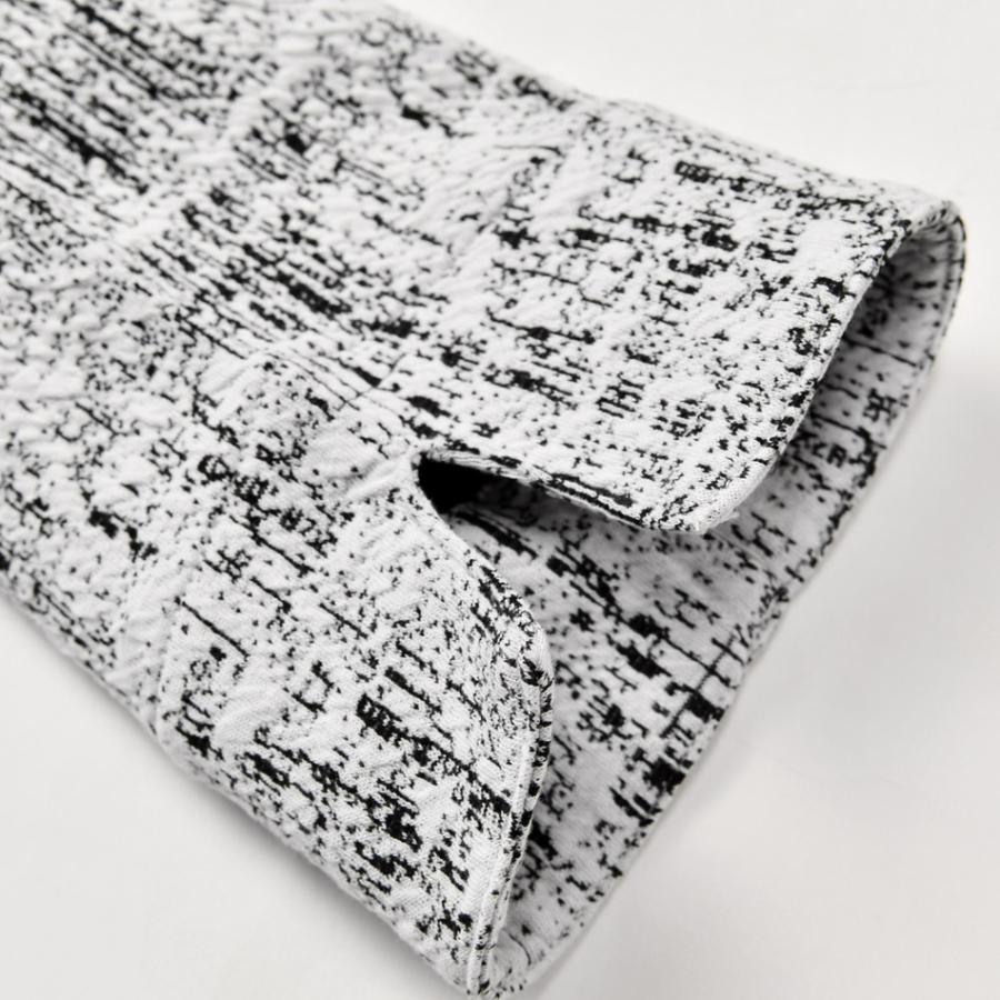 ポロシャツ メンズ イタリアンカラー 7分袖 春夏秋 スキッパー モード BITTER ビター 総柄 シンプル ホワイト ネイビー ブラック 白 紺 黒 ジャガード M L XL | EVOLUTION | 16