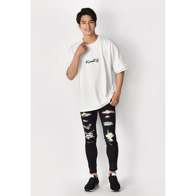 ビッグシルエット Tシャツ メンズ 半袖 大きいサイズ 韓国 ストリート サーフ BITTER ビター ロゴ バックプリント ホワイト ベージュ ブラック 白 黒 M L XL | EVOLUTION | 06