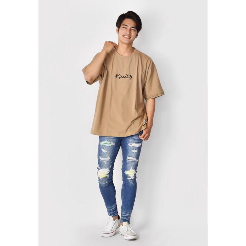 ビッグシルエット Tシャツ メンズ 半袖 大きいサイズ 韓国 ストリート サーフ BITTER ビター ロゴ バックプリント ホワイト ベージュ ブラック 白 黒 M L XL | EVOLUTION | 08