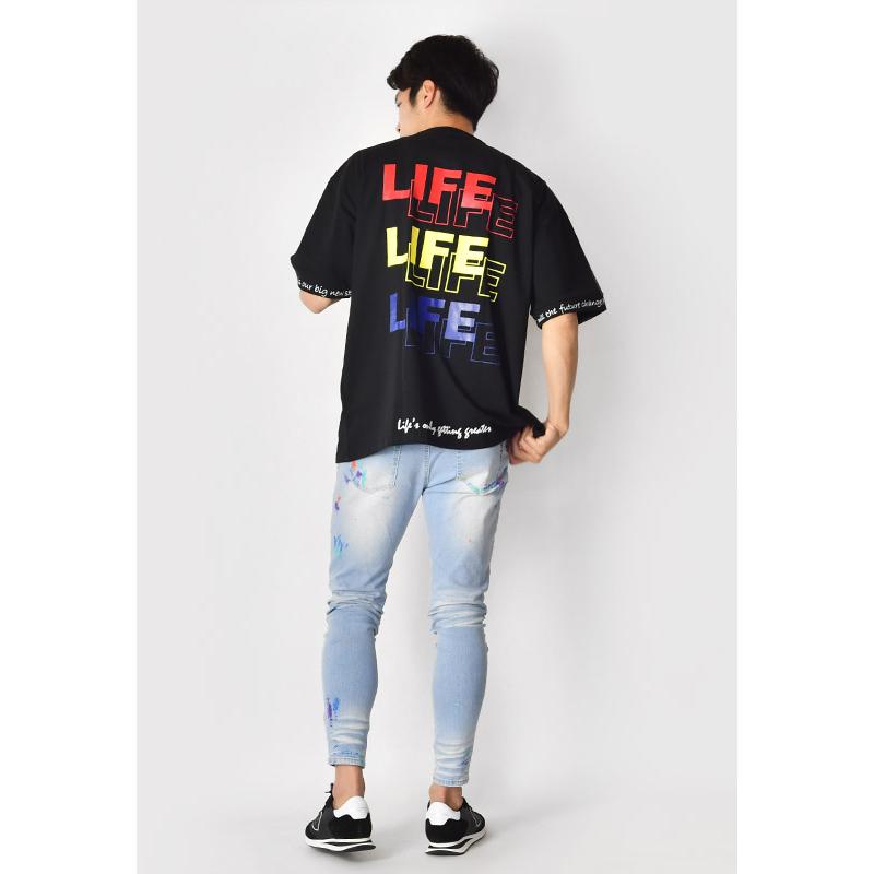 ビッグシルエット Tシャツ メンズ 半袖 大きいサイズ 韓国 ストリート サーフ BITTER ビター ロゴ バックプリント ホワイト ベージュ ブラック 白 黒 M L XL | EVOLUTION | 10
