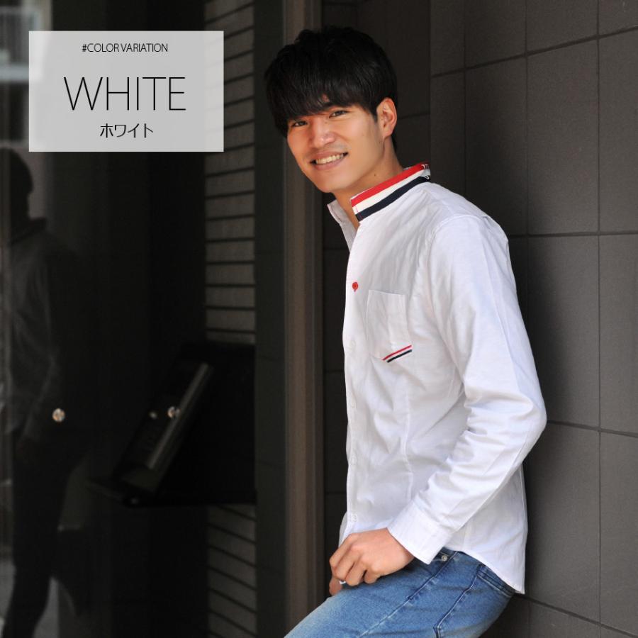 イタリアンカラーシャツ メンズ 長袖 トリコロール 春夏秋冬 綺麗め 細め タイト BITTER ビター サーフ お兄 オラオラ ロゴ 白 黒 ホワイト ブラック M L XL | EVOLUTION | 05