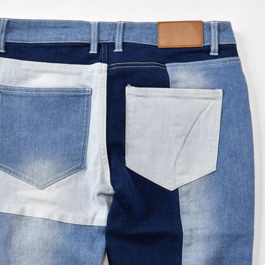 ジーンズ メンズ デニム スキニー クロップド ストレッチ パッチワーク ビター サーフ アメカジ 青 黒 紺 ネイビー ブルー ブラック インチ S M L XL LL 2L | EVOLUTION | 13