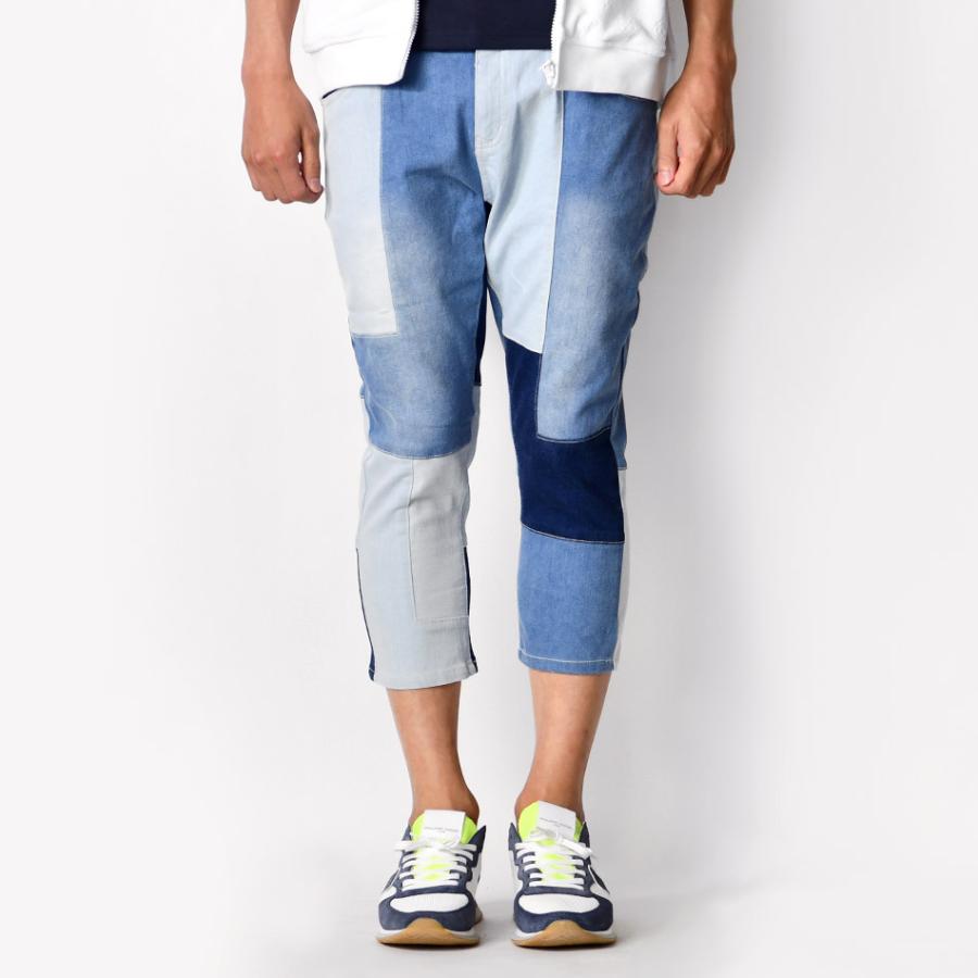 ジーンズ メンズ デニム スキニー クロップド ストレッチ パッチワーク ビター サーフ アメカジ 青 黒 紺 ネイビー ブルー ブラック インチ S M L XL LL 2L | EVOLUTION | 09