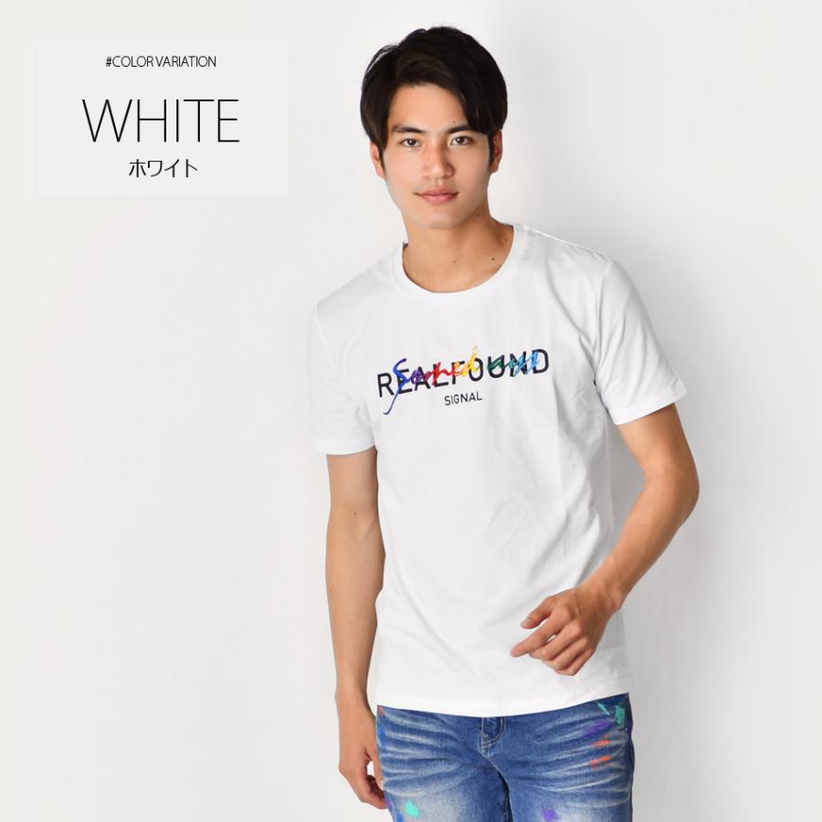 Tシャツ メンズ 半袖Tシャツ 半袖 カットソー クルーネック 刺繍 ロゴ モード系 サーフ系 ビター系 タイト 細め ホワイト ブラック 白 黒 M L XL LL 2L | EVOLUTION | 04