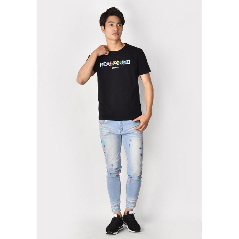 Tシャツ メンズ 半袖Tシャツ 半袖 カットソー クルーネック 刺繍 ロゴ モード系 サーフ系 ビター系 タイト 細め ホワイト ブラック 白 黒 M L XL LL 2L | EVOLUTION | 07