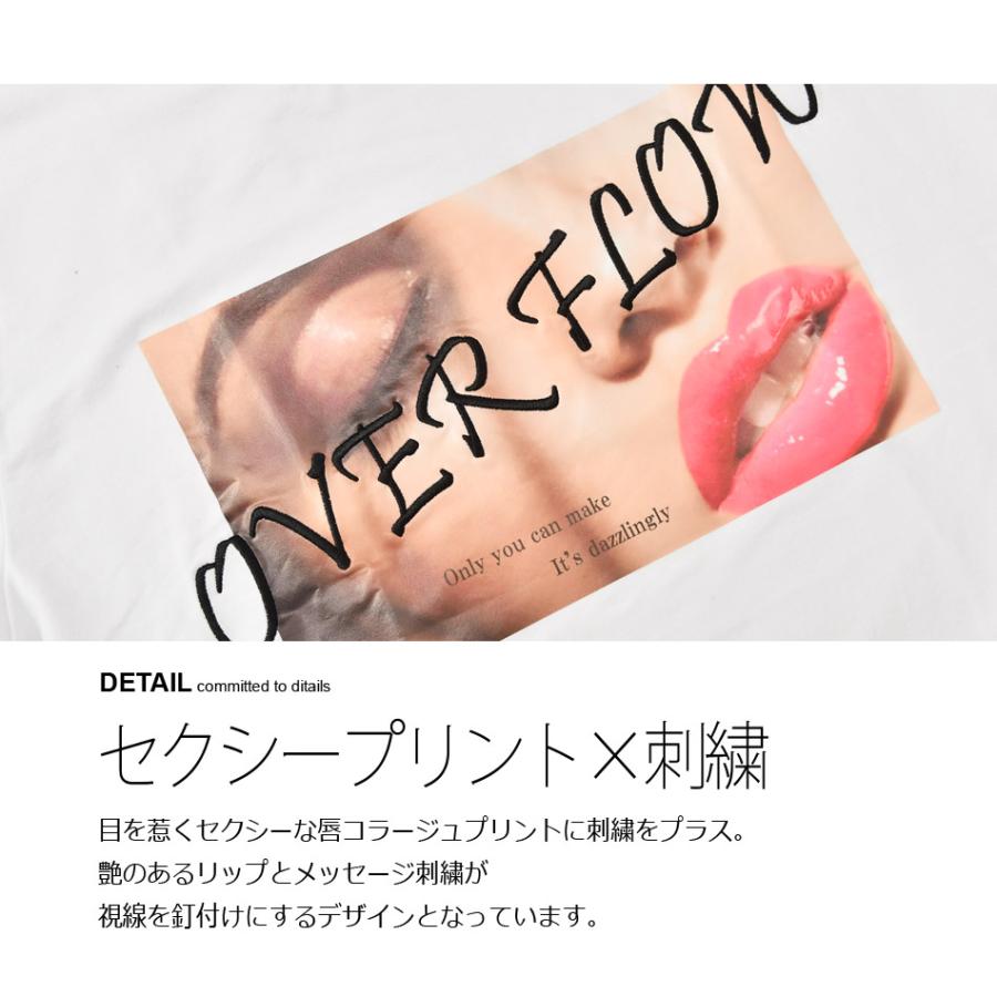 Tシャツ メンズ 半袖Tシャツ 半袖 カットソー クルーネック 丸首 刺繍 プリント ロゴ 唇プリント サーフ系 モード系 ビター系 ホワイト ブラック 白 黒 M L XL | EVOLUTION | 03