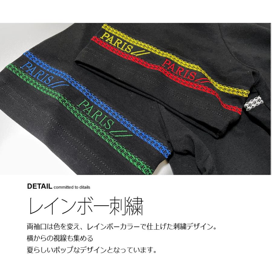 Tシャツ メンズ 半袖Tシャツ カットソー Vネック 刺繍 サーフ系 ビター系 お兄系 オラオラ系 細め 細身 タイト モード系 ホワイト ブラック 白 黒 M L XL LL 2L | EVOLUTION | 03