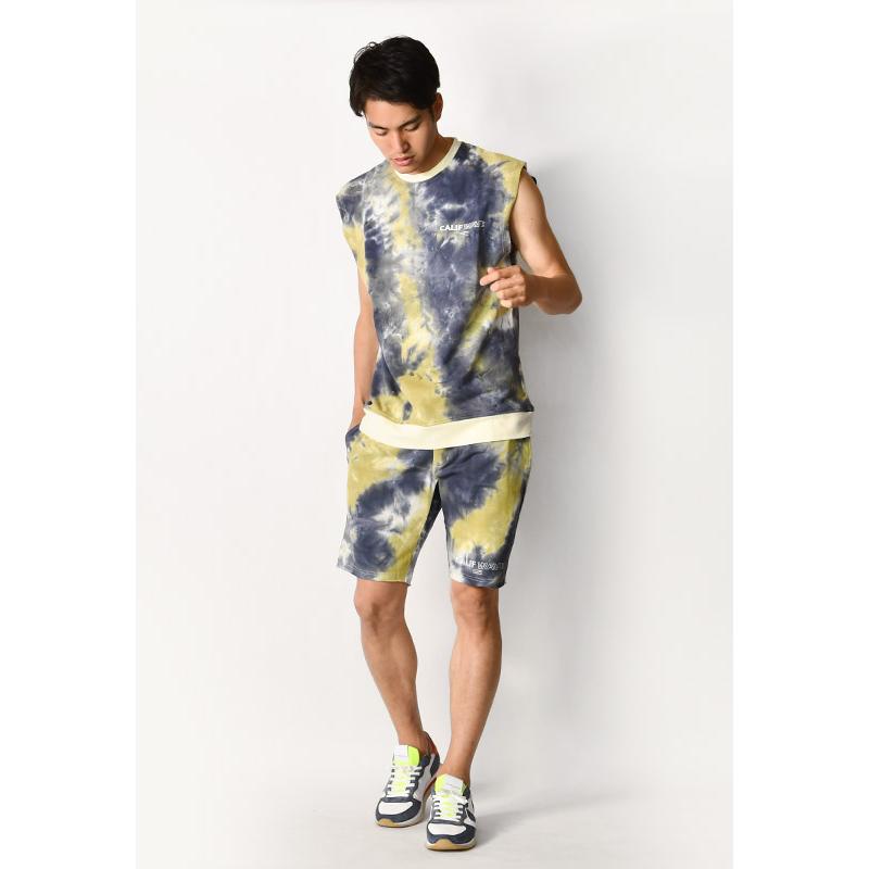 ハーフパンツ メンズ ショートパンツ ハーパン タイダイ染め 膝丈 膝上丈 ストリート サーフ ビター 韓国ファッション ピンク イエロー ネイビー M L XL LL 2L | EVOLUTION | 09