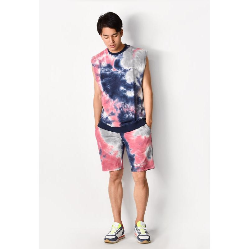 ハーフパンツ メンズ ショートパンツ ハーパン タイダイ染め 膝丈 膝上丈 ストリート サーフ ビター 韓国ファッション ピンク イエロー ネイビー M L XL LL 2L | EVOLUTION | 11